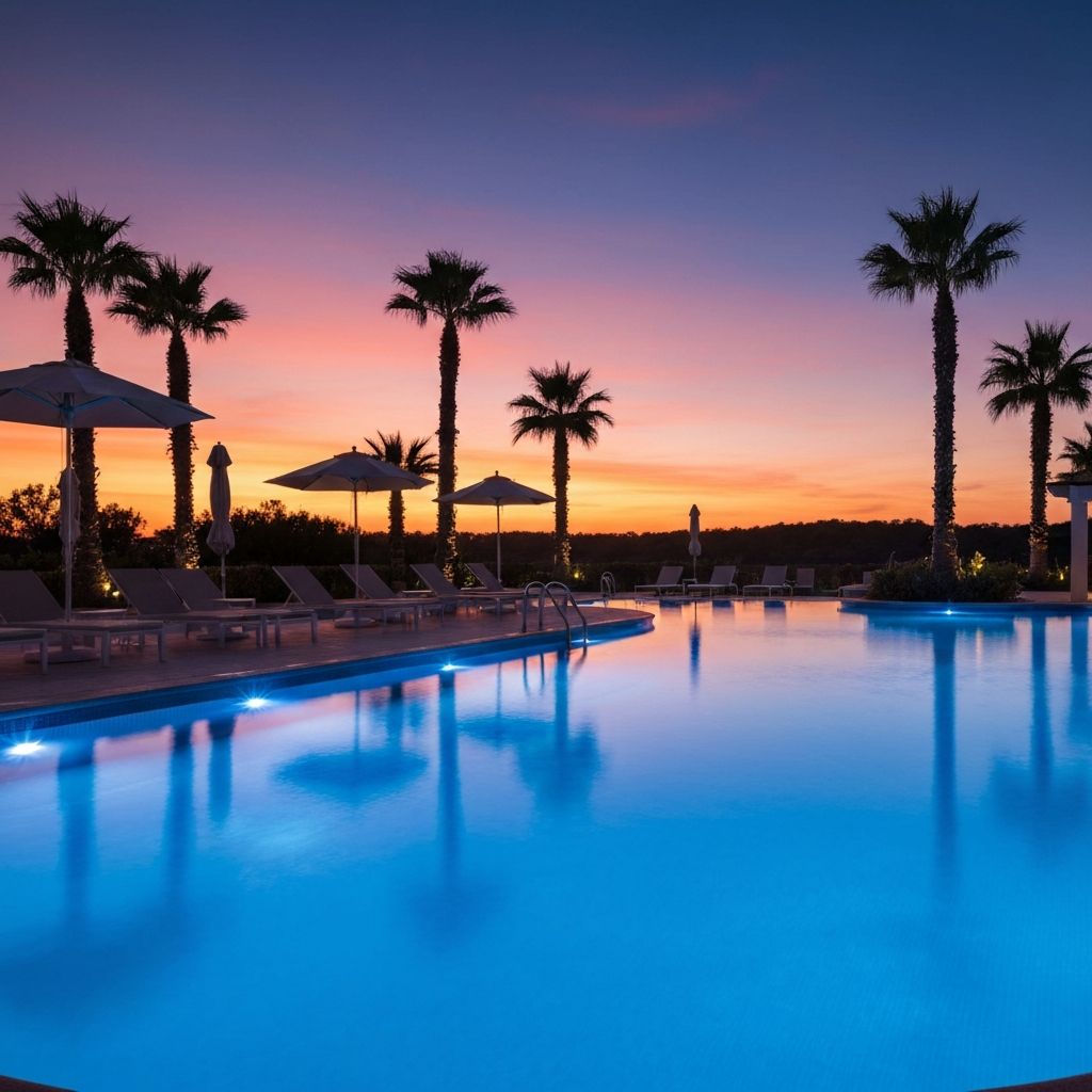Luxury pool at twilight